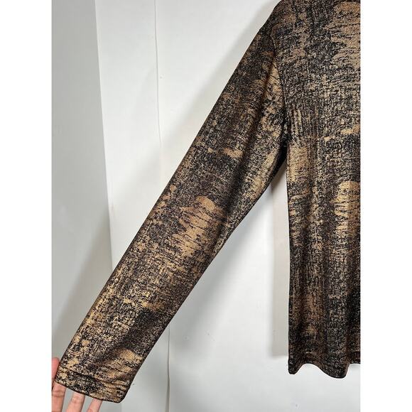 Chic Long Sleeve Black and Gold Blouse - Picture 3 of 5